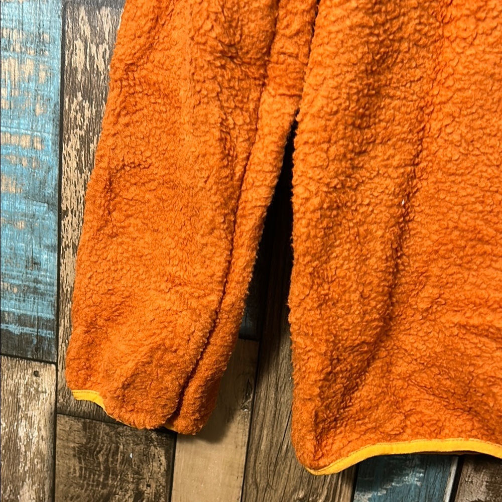 Orange Fleece fuzzy zip Jacket with Pockets - Picture 15 of 16